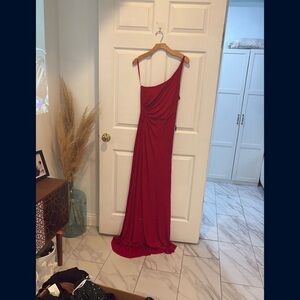 Windsor Red Asymmetrical One-Shoulder Gown